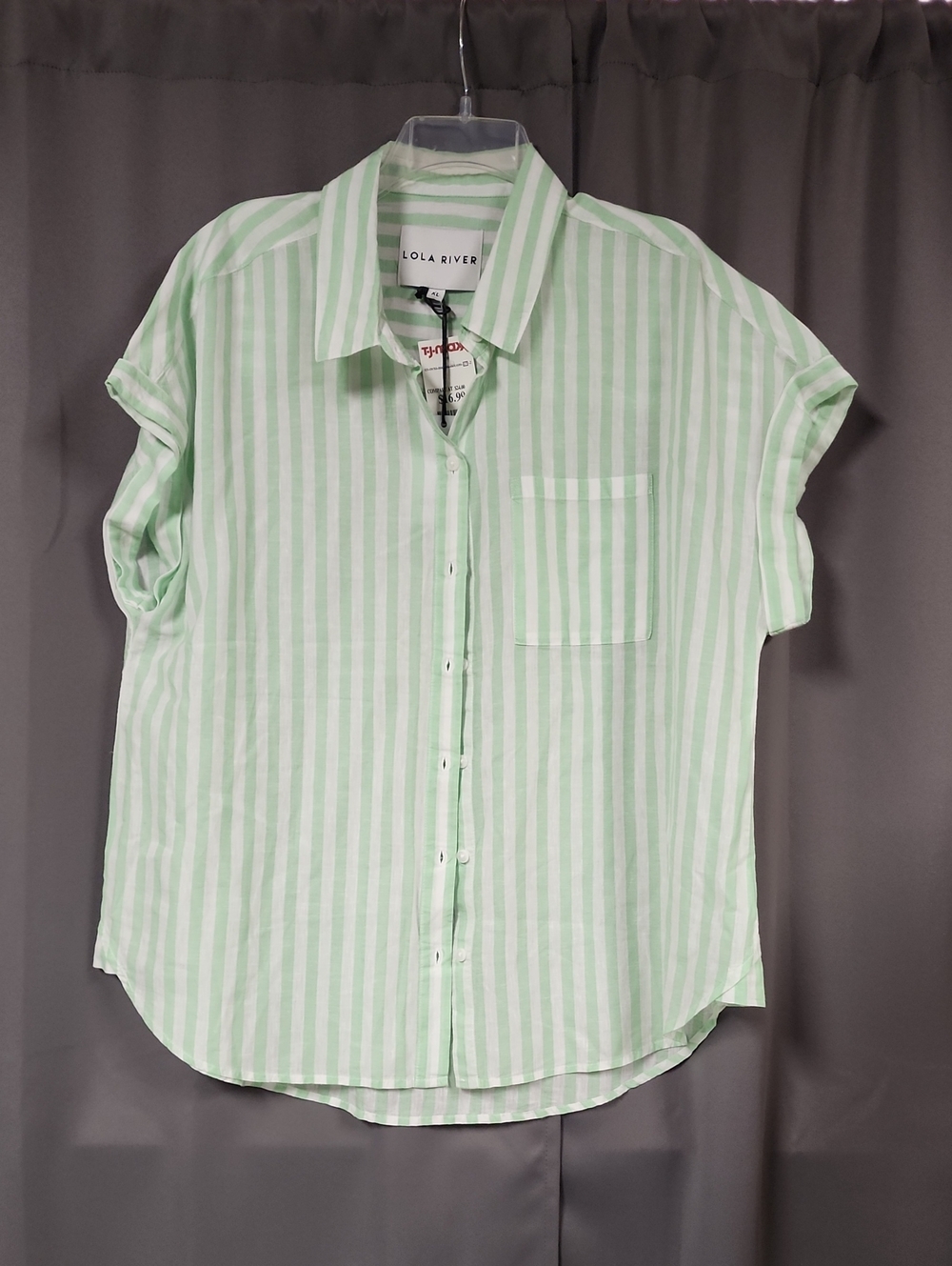 XL Lola River Mint Green Striped Button-Down Shirt